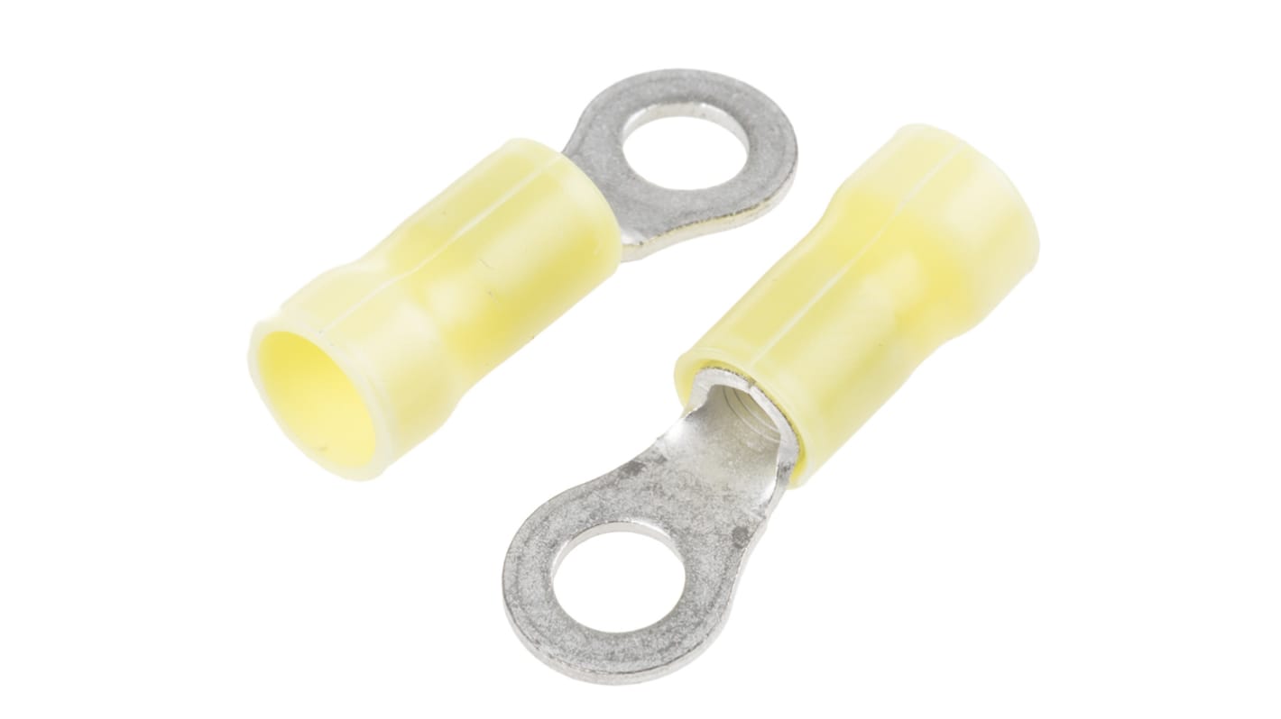 TE Connectivity, PLASTI-GRIP Insulated Crimp Ring Terminal, M5 Stud Size, 2.6mm² to 6.6mm² Wire Size, Yellow