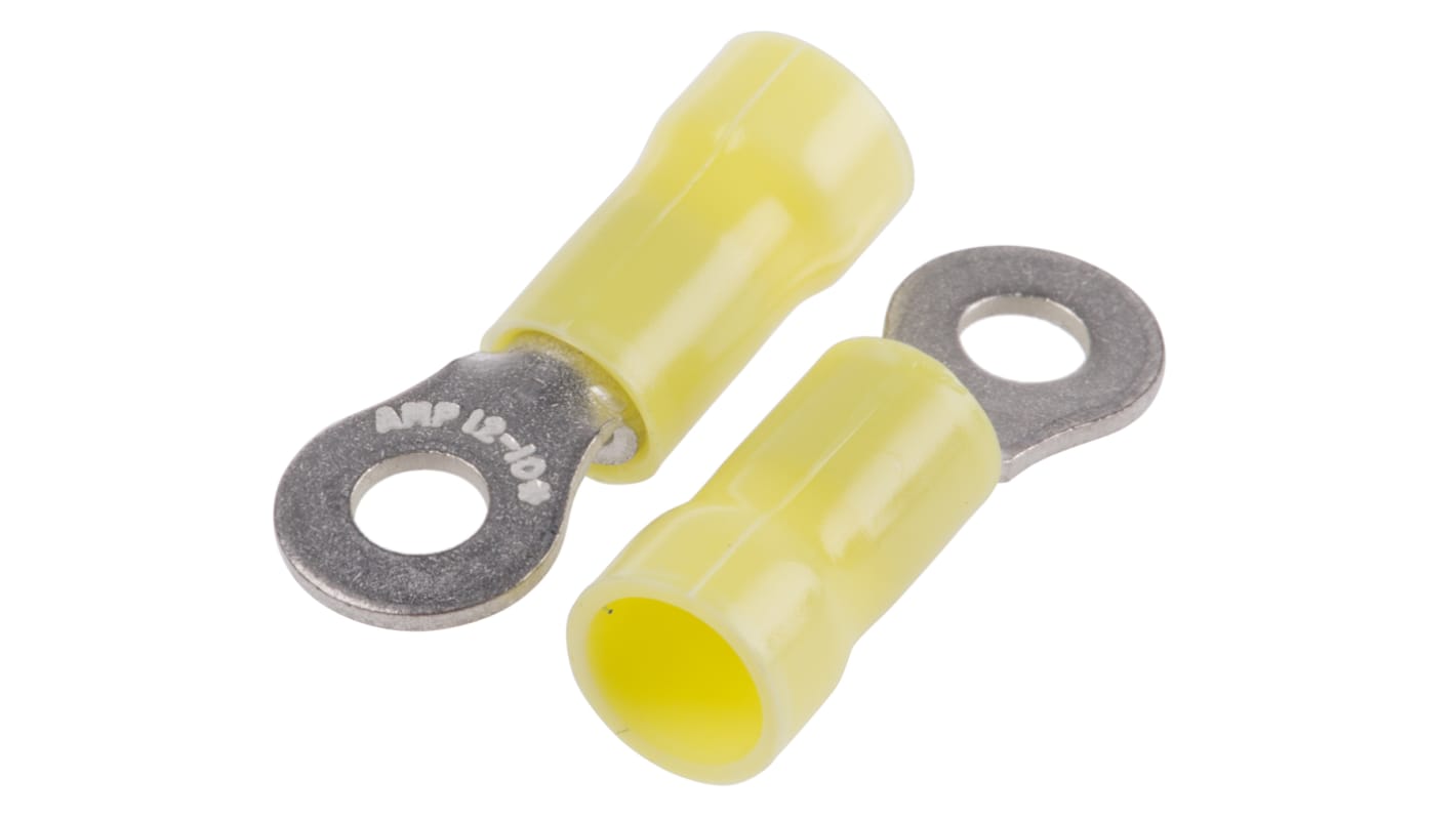 Cosses à œillet TE Connectivity, Isolé, Jaune, 6.6mm², M4, 9.52mm, série PLASTI-GRIP