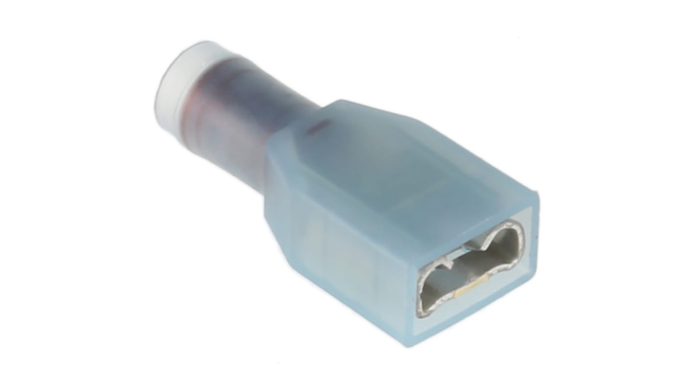 TE Connectivity PIDG FASTON .250 Blue Insulated Female Spade Connector, Receptacle, 6.35 x 0.81mm Tab Size, 2.5mm² to