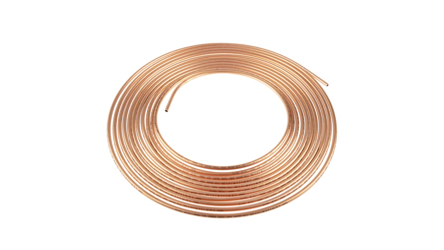 RS PRO 120 bar 10m Long Copper Pipe, 6.35mm Outer Diam. Copper | RS