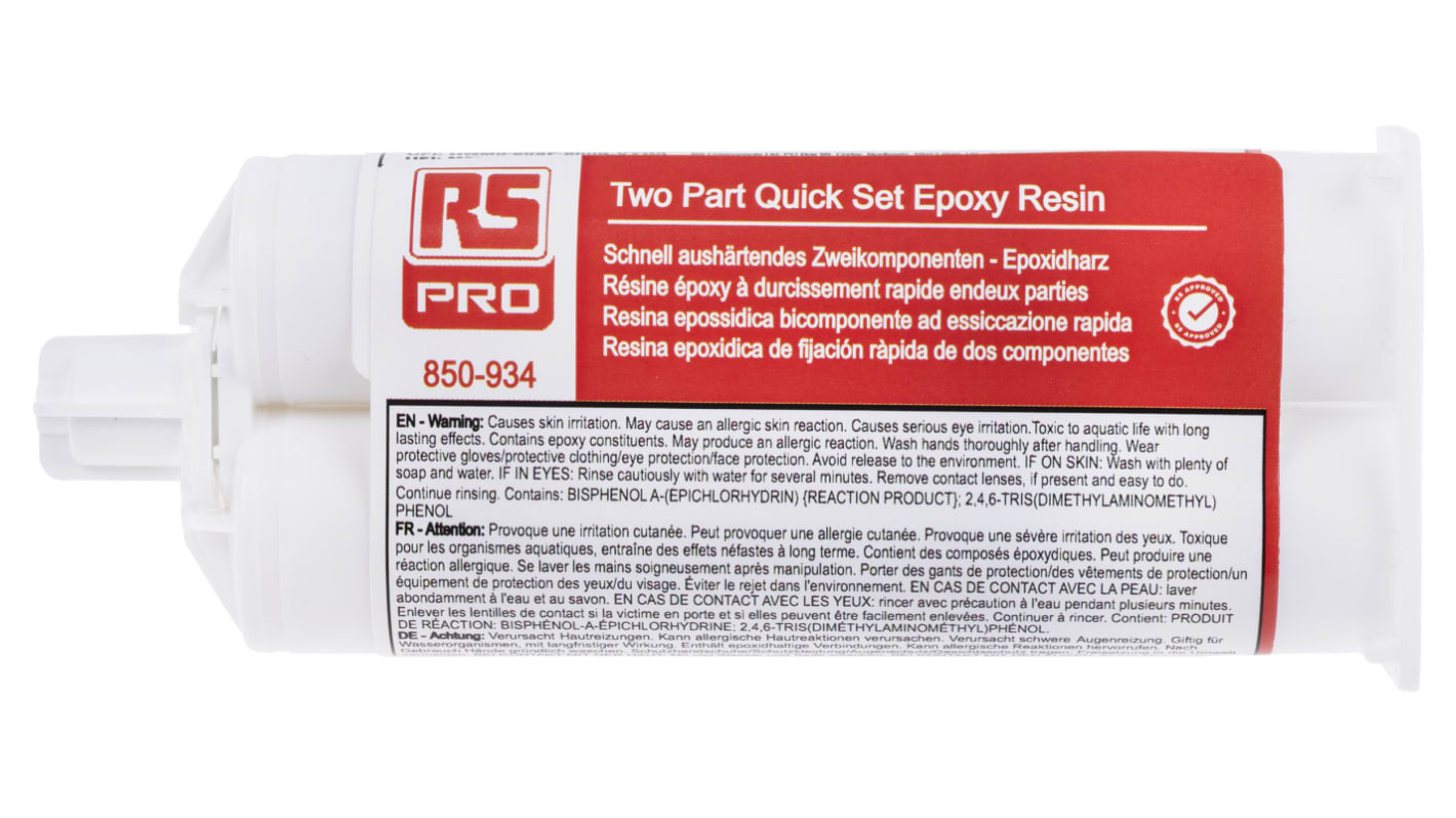 RS PRO  2K Epoxidkleber Flüssig Gelb, Doppelkartusche 40 ml, für Aluminium, Stahl