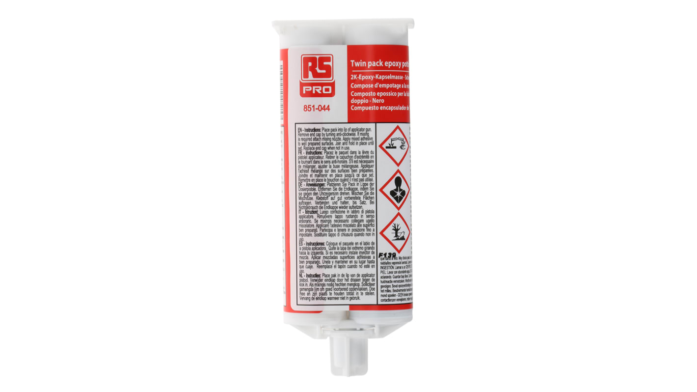 Composto per resinatura in Epossidico RS PRO, col. Nero, Doppia cartuccia da 50 ml