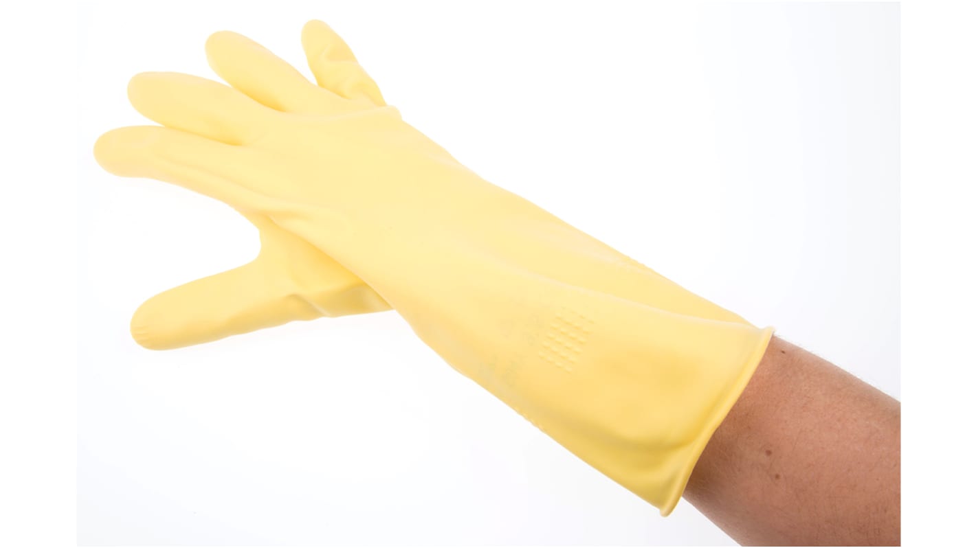 Marigold Yellow Latex Chemical Resistant Work Gloves, Size 9.5, Large