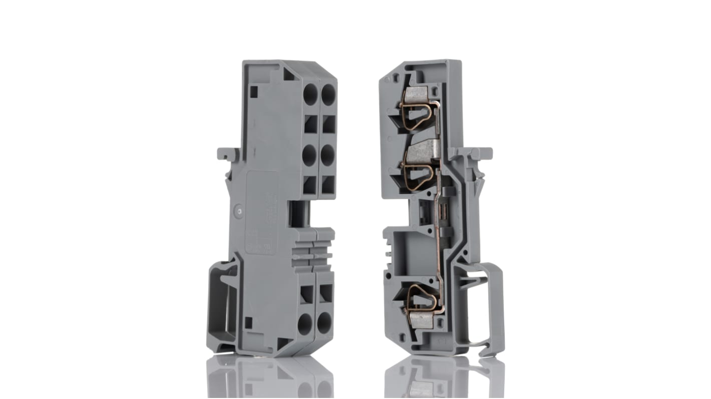 Wago 282 Series Grey Feed Through Terminal Block, 6mm², Single-Level, Cage Clamp Termination