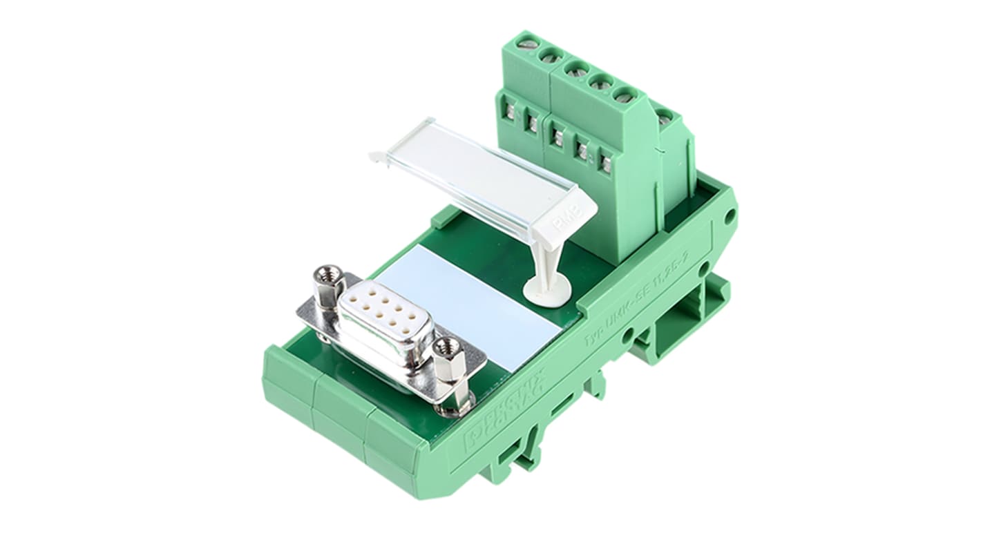 Phoenix Contact FLKM-D9 SUB/B Series 9-Contact Female Interface Module, D-sub Connector, DIN Rail Mount, 2.5A