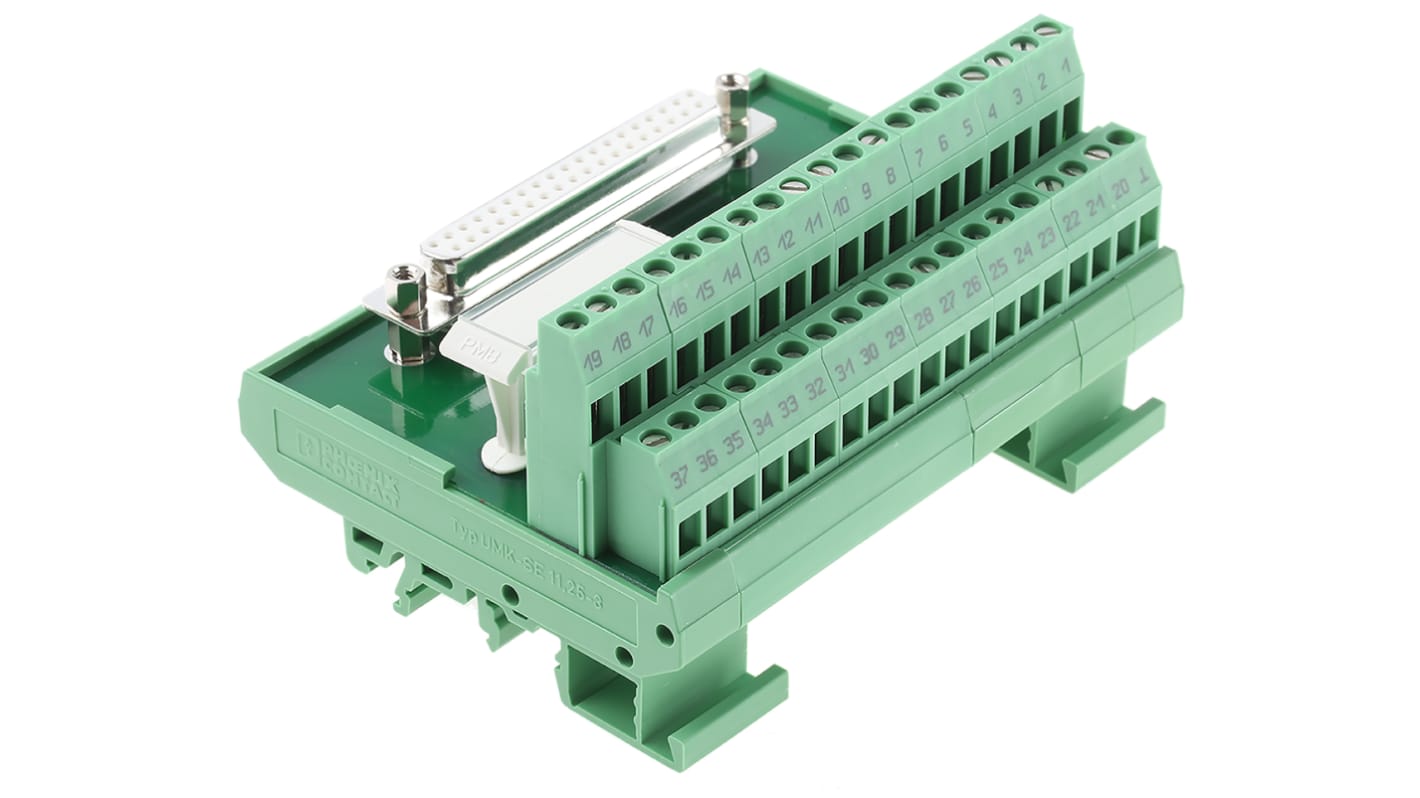 Modul rozhraní, řada: FLKM-D37 SUB/B, D-sub, Montáž na lištu DIN, Samice, počet kontaktů: 37, 25 V AC, 60 V DC, 2.5A,