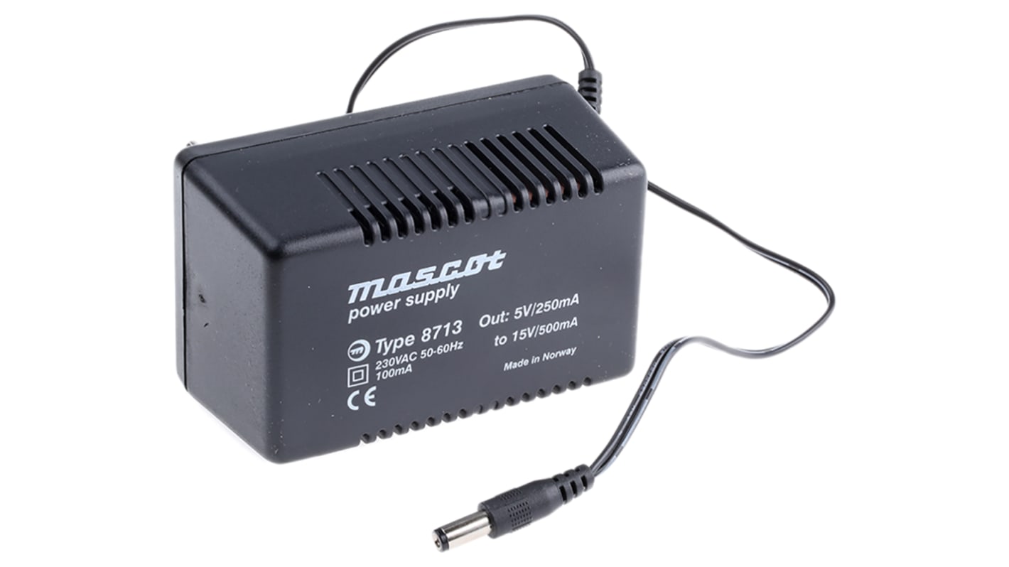 Mascot Steckernetzteil AC/DC-Adapter 7.5W, 230V ac, 15V dc / 500 → 800mA, EU-Netzstecker