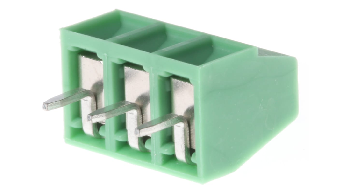 Borne para PCB Hembra Phoenix Contact de 3 vías de 3 vías , paso 3.81mm, 12A, de color Verde, montaje Montaje en