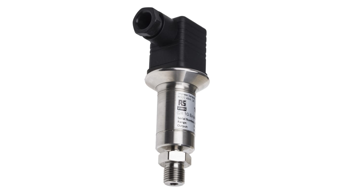 RS PRO G1/4 Relativ Drucksensor 0bar bis 40bar, Analog 4 → 20 mA, ATEX, IECEx-Zulassung, für Gas, Flüssigkeit