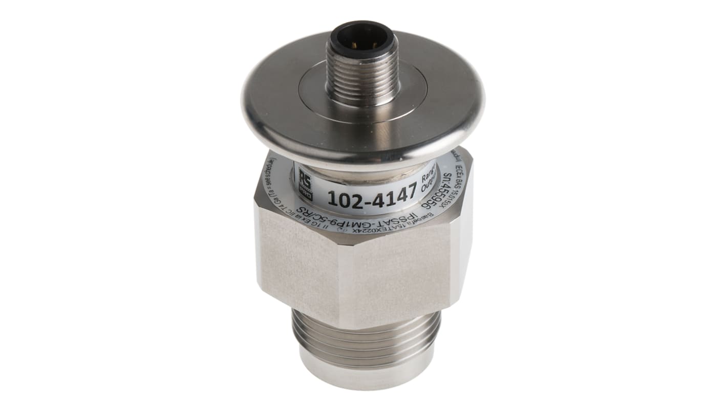Sensor de presión manométrica RS PRO, -1bar → 9bar, G3/4, 12 → 28 V dc, salida analógica, para Aguas grises,