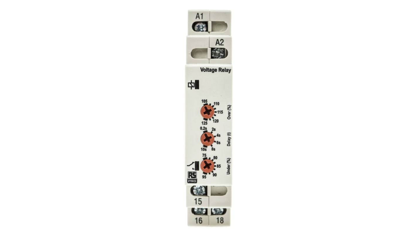 RS PRO Voltage Monitoring Relay, 1 Phase, SPDT, DIN Rail