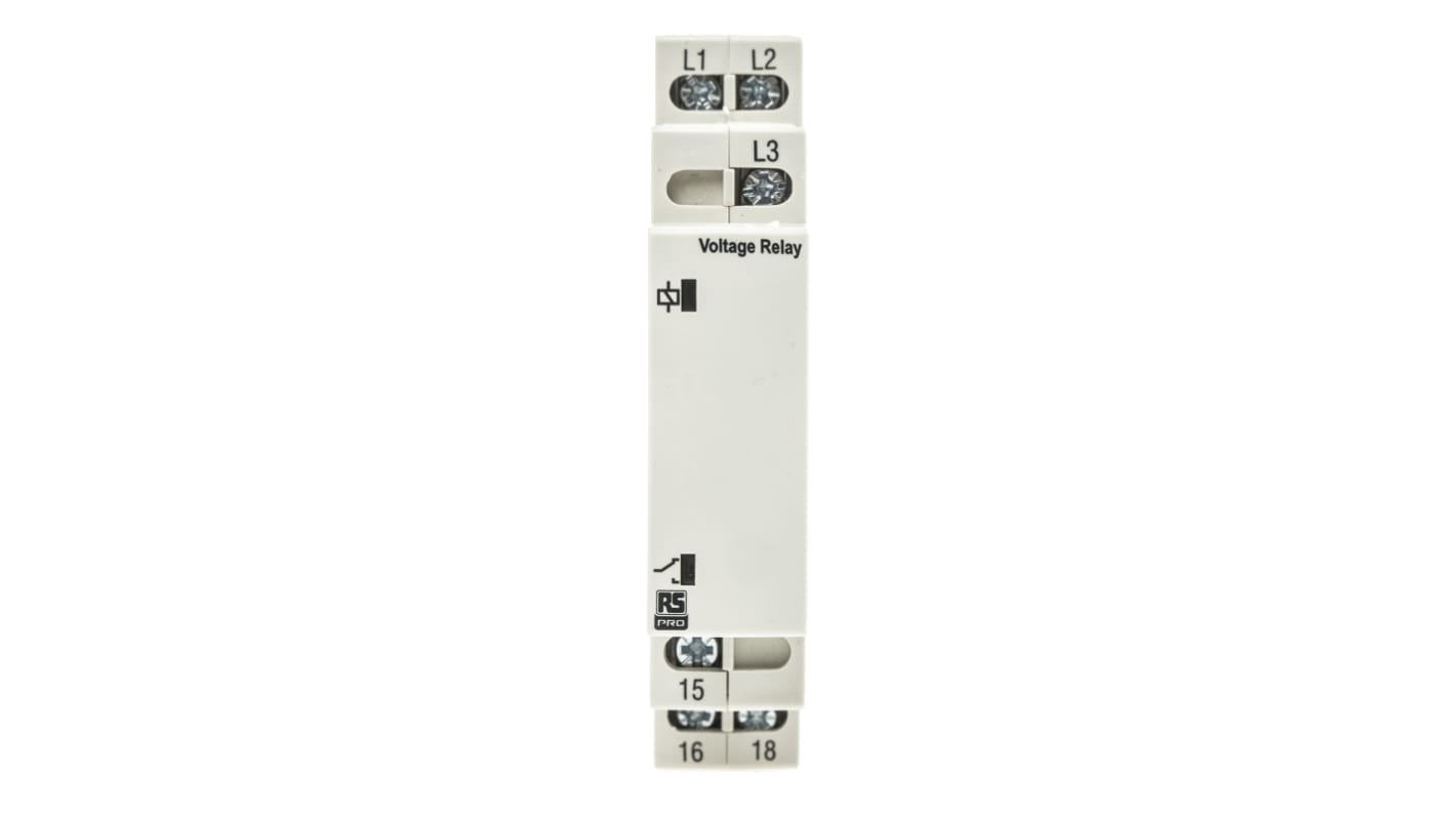 RS PRO Phase, Voltage Monitoring Relay, 3 Phase, SPDT, Maximum of 280 V, DIN Rail