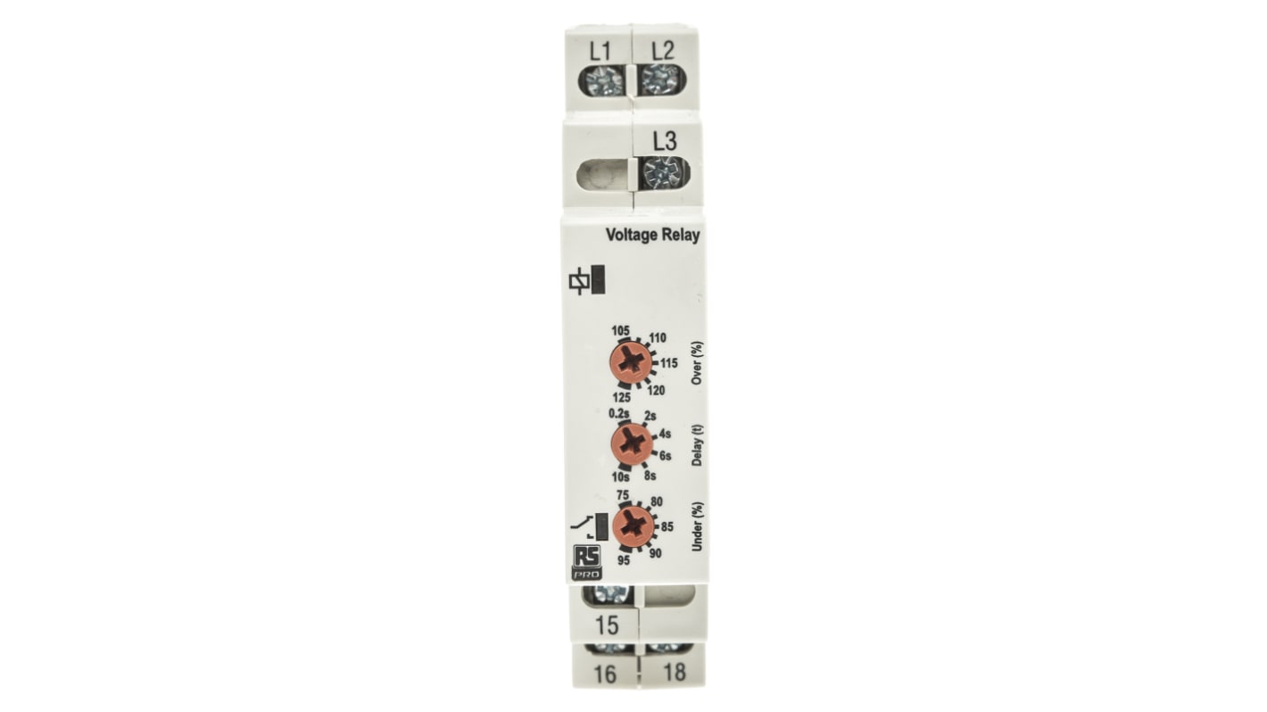 RS PRO Phase, Voltage Monitoring Relay, 3 Phase, SPDT, DIN Rail