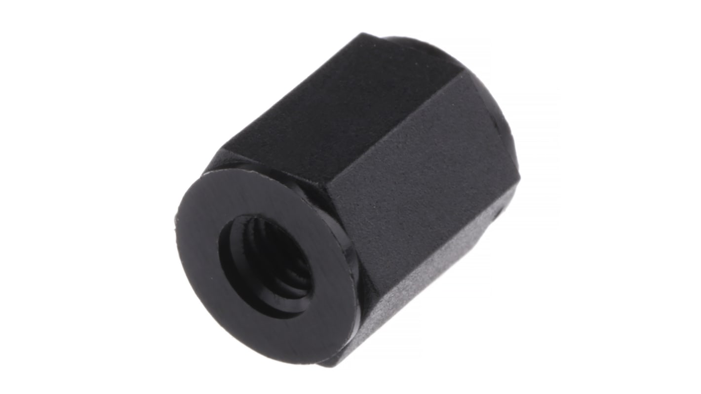 HTSN-M4-10-8-1, 10mm High Nylon Threaded Hex Spacer 8mm Wide for M4 Thread