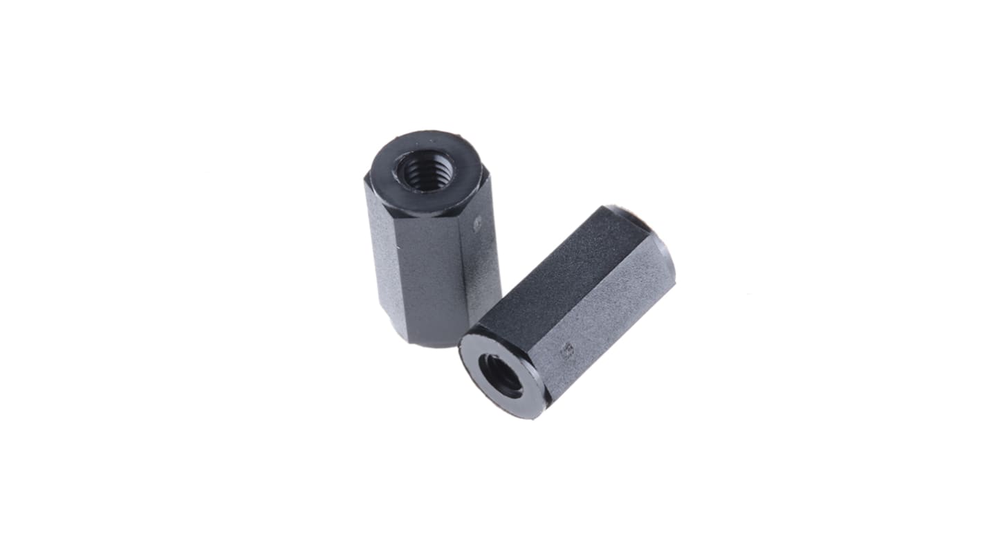 HTSN-M4-15-8-1, 15mm High Nylon Threaded Hex Spacer 8mm Wide for M4 Thread