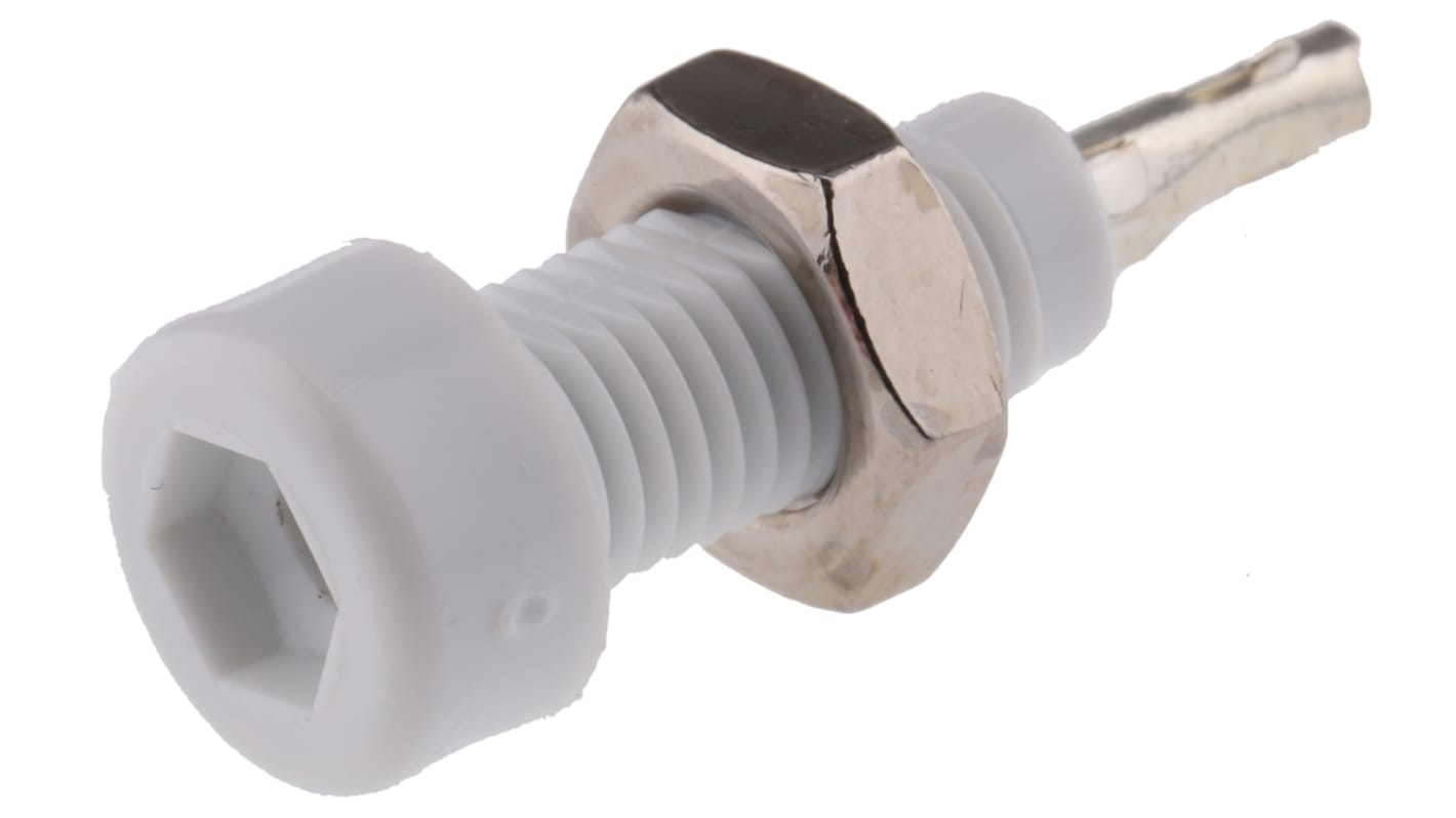 Conector hembra para pruebas Hembra, 10A, Contacto Estaño, Blanco