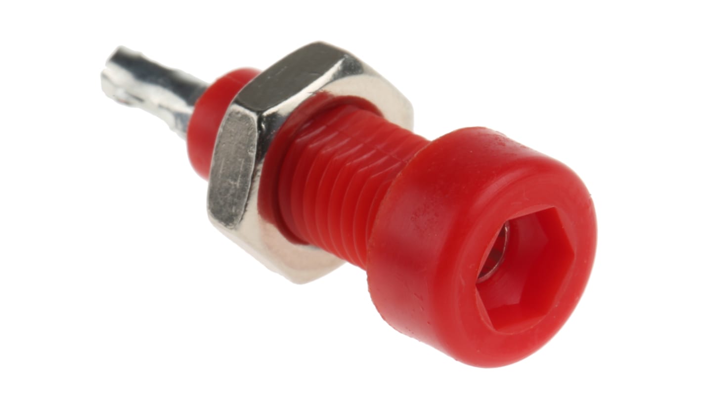 Conector hembra para pruebas Hembra, 10A, Contacto Estaño, Rojo