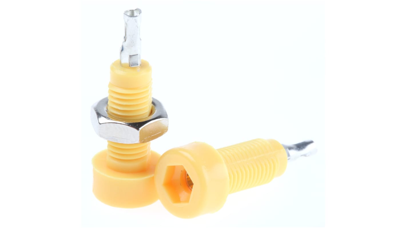 WIMA Yellow Female Test Socket, 2mm Connector, Solder Termination, 10A, Tin Plating