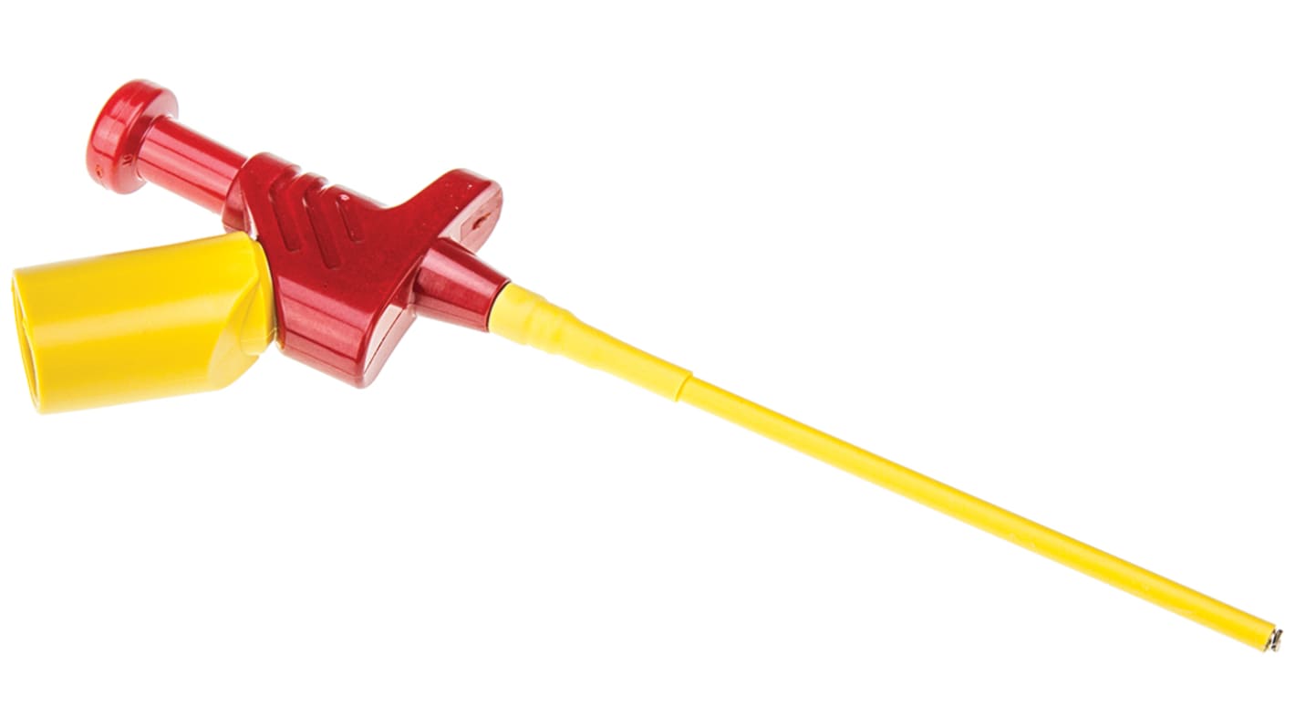 Pince grippe-fils , Hirschmann, 4A, sonde de 4mm, L. 161mm, Rouge