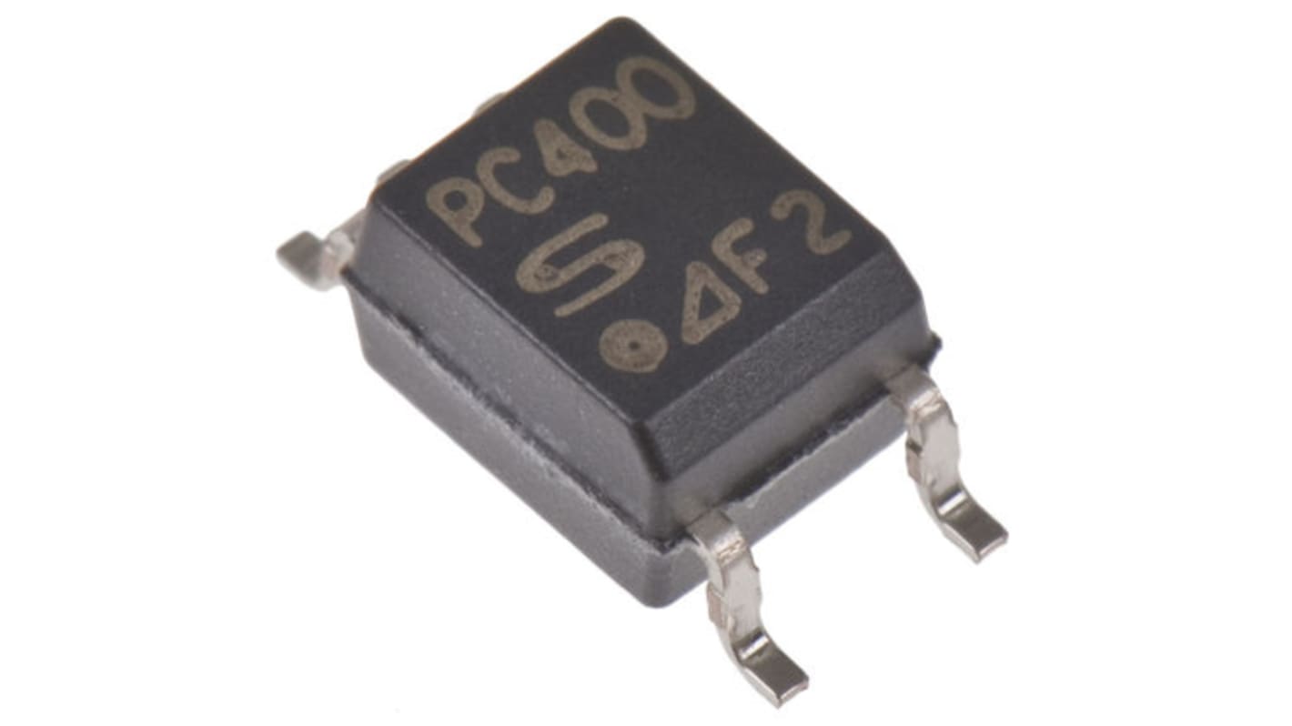 Optoacoplador Sharp PC400, Vf= 1.4V, Viso= 3.750 Vrms, OUT. Transistor, mont. superficial, encapsulado Mini-Flat, 5