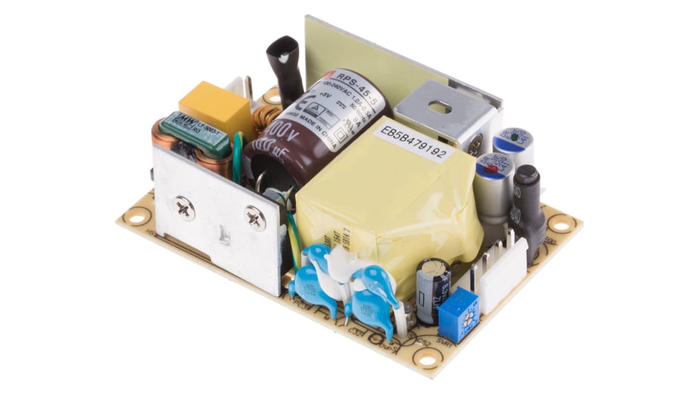 Alimentatore switching MEAN WELL RPS-45-5, 40W, ingresso 80 → 264V ca, uscita 5V cc, 8A