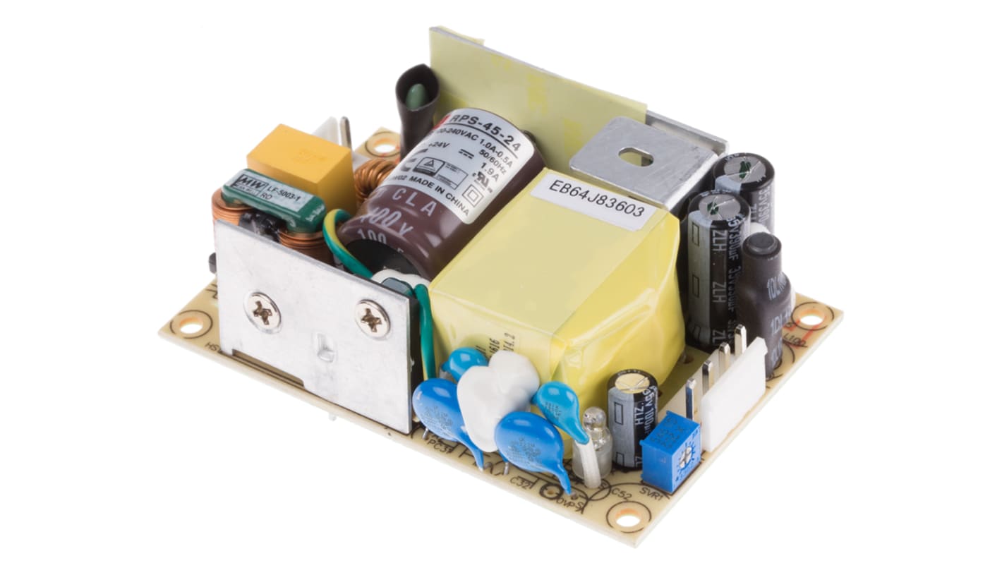 Alimentatore switching MEAN WELL RPS-45-24, 45.6W, ingresso 80 → 264V ca, uscita 24V cc, 1.9A