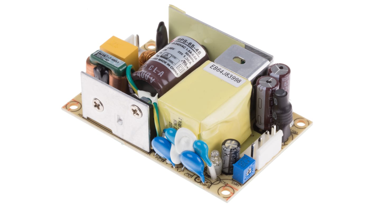 Alimentatore switching MEAN WELL RPS-65-48, 65W, ingresso 80 → 264V ca, uscita 48V cc, 1.36A