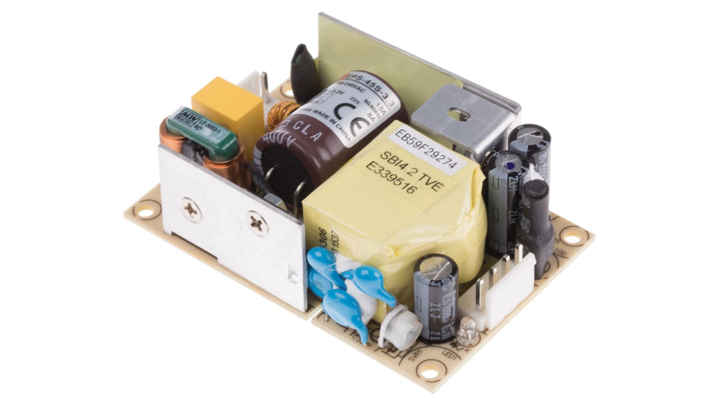 MEAN WELL Embedded Switch Mode Power Supply SMPS, EPS-45S-3.3, 3.3V dc, 8A, 26W, 1 Output, 127 → 370 V dc, 90