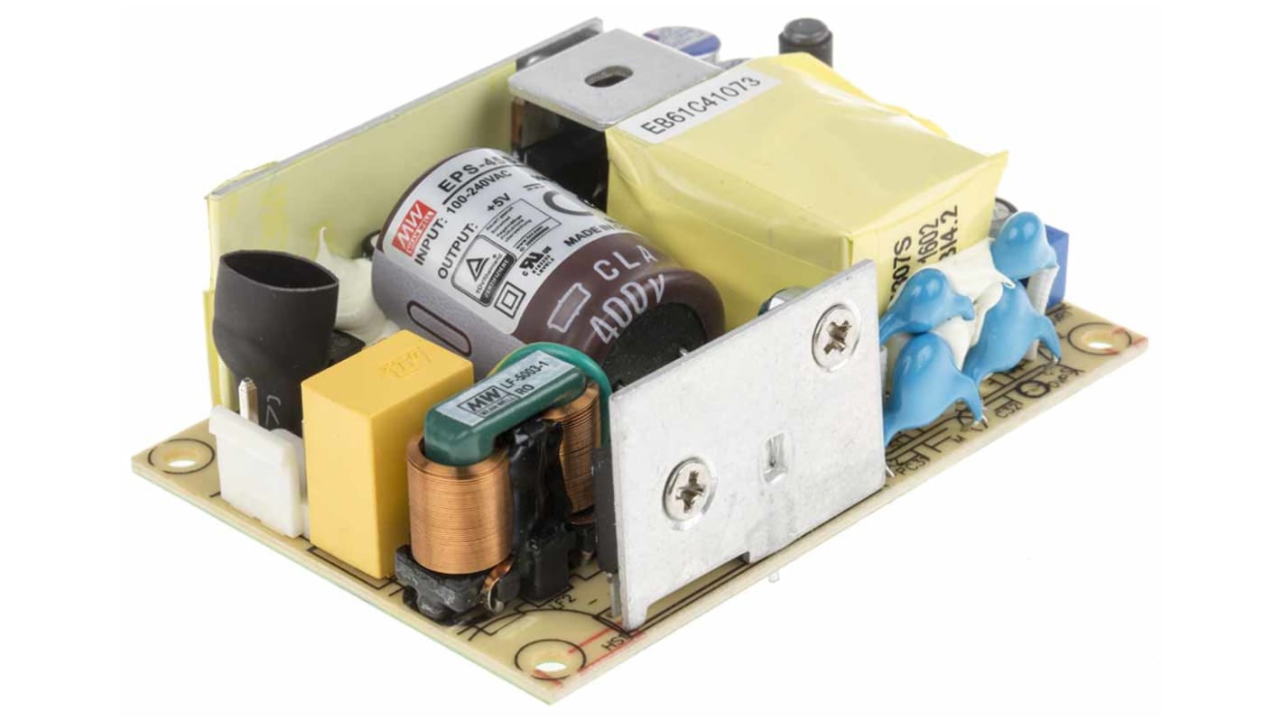 MEAN WELL Switching Power Supply, EPS-45S-5, 5V dc, 8A, 40W, 1 Output, 127 → 370 V dc, 90 → 264 V ac