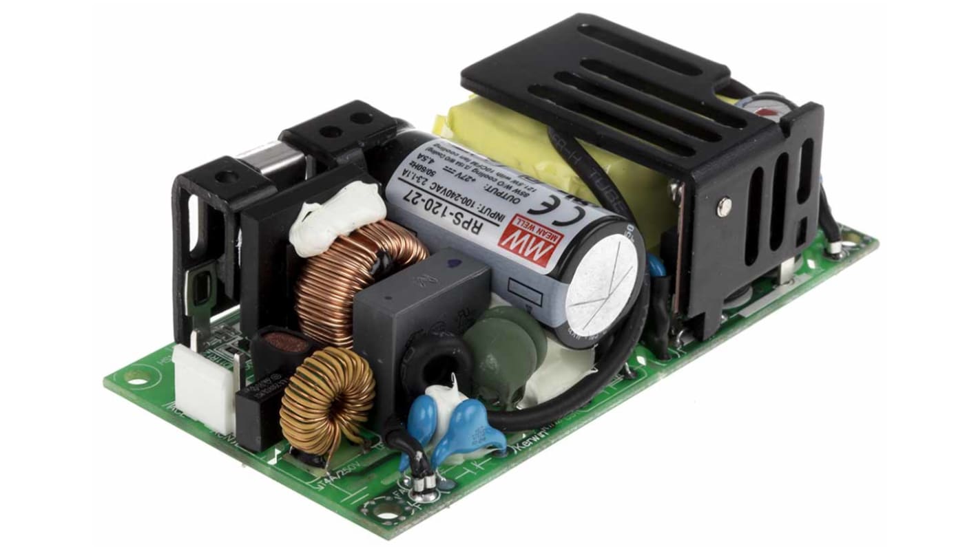 Fuente de alimentación conmutada MEAN WELL, 27V dc, 4.5A, 85W, 1 salida, para uso médico, Montaje en PCB