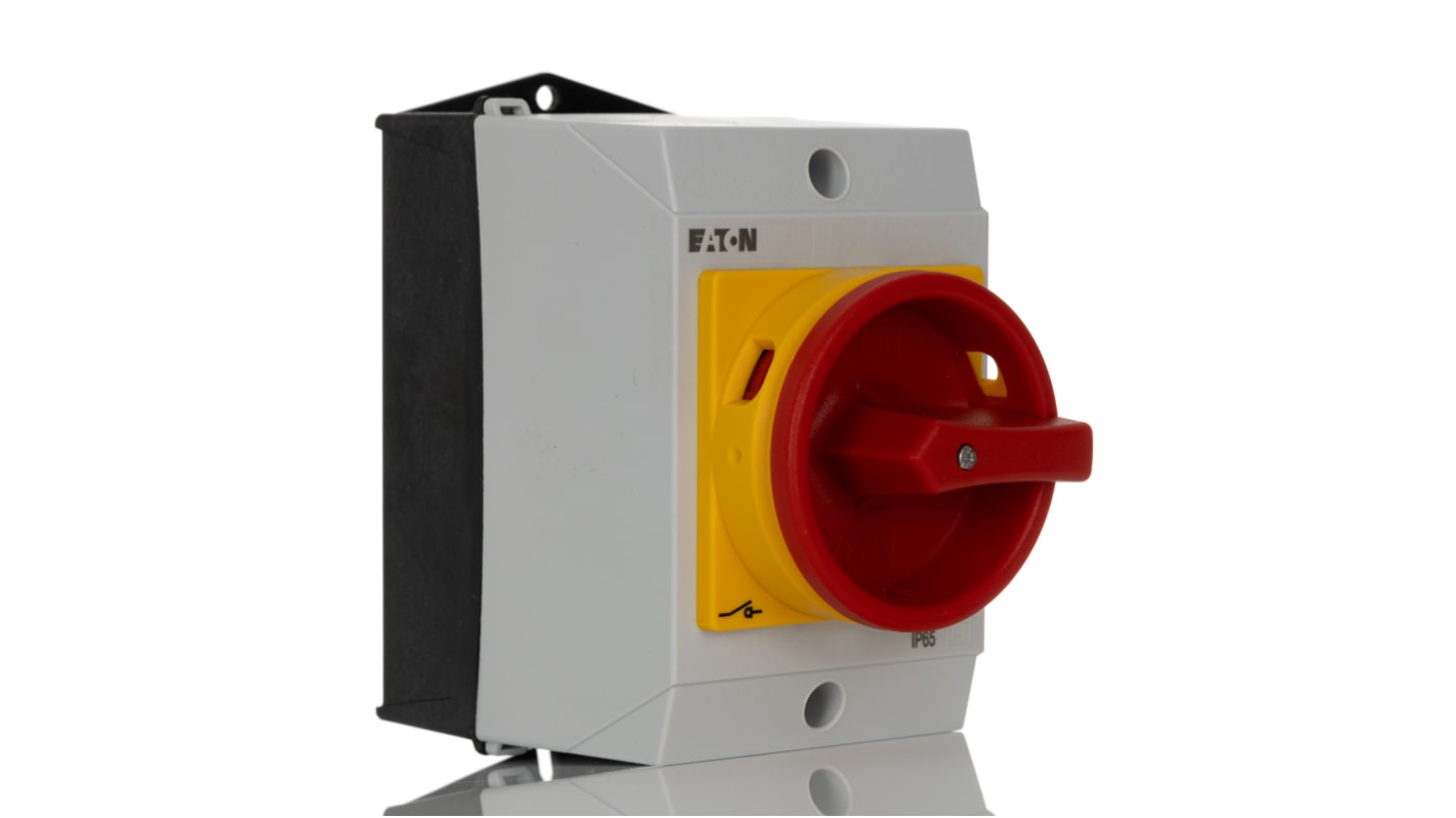 Eaton 3P Pole Surface Mount Isolator Switch - 20A Maximum Current, 6.5kW Power Rating, IP65