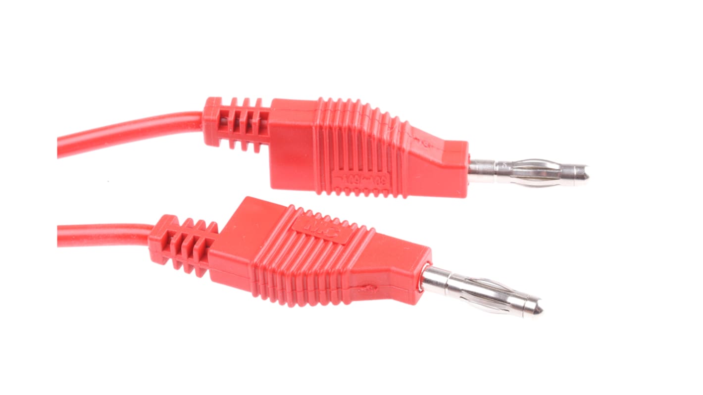 Staubli Messleitung 4mm Stecker / Stecker, Rot Silikon-isoliert 2m, 30 V ac, 60V dc / 15A