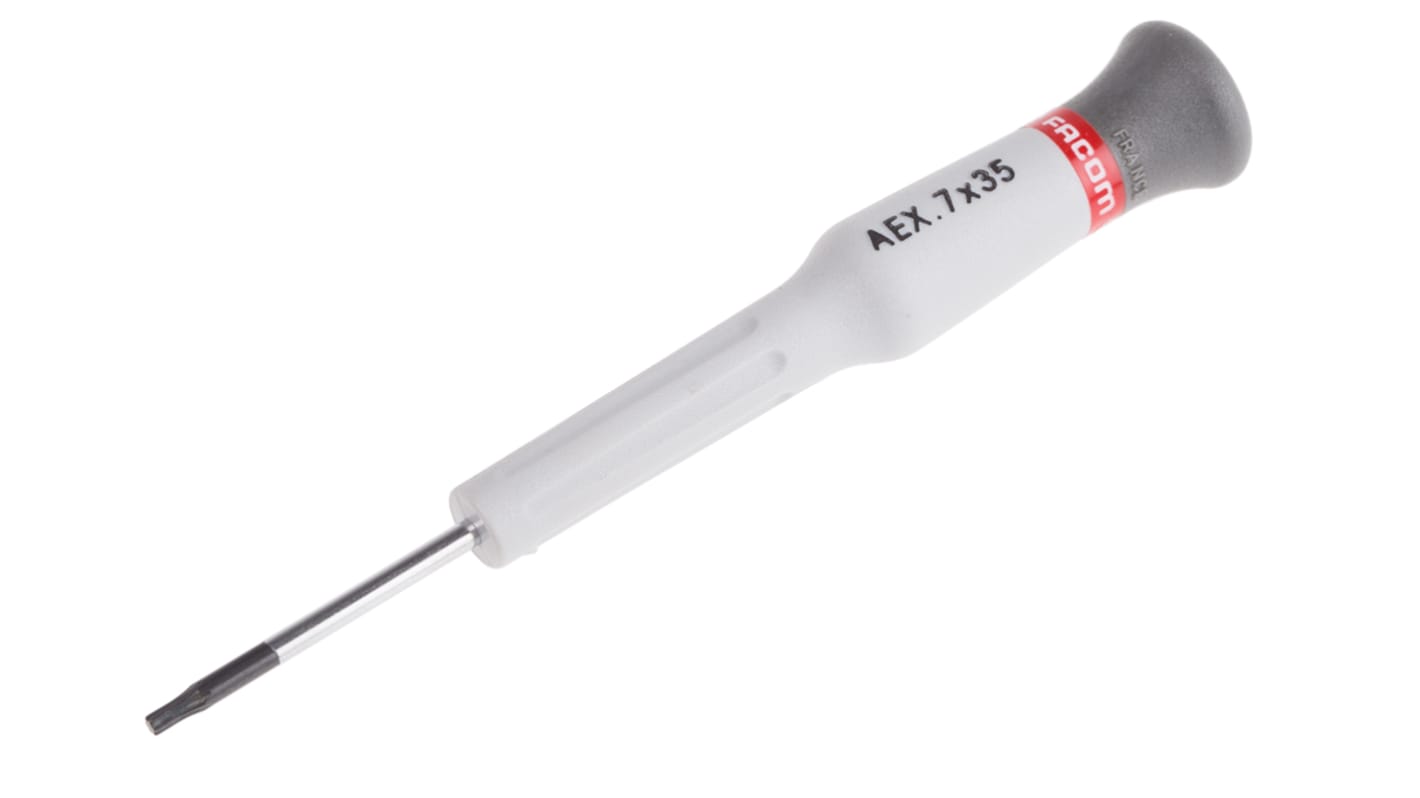 Facom Torx Precision Screwdriver, T7 Tip, 35 mm Blade, 117 mm Overall