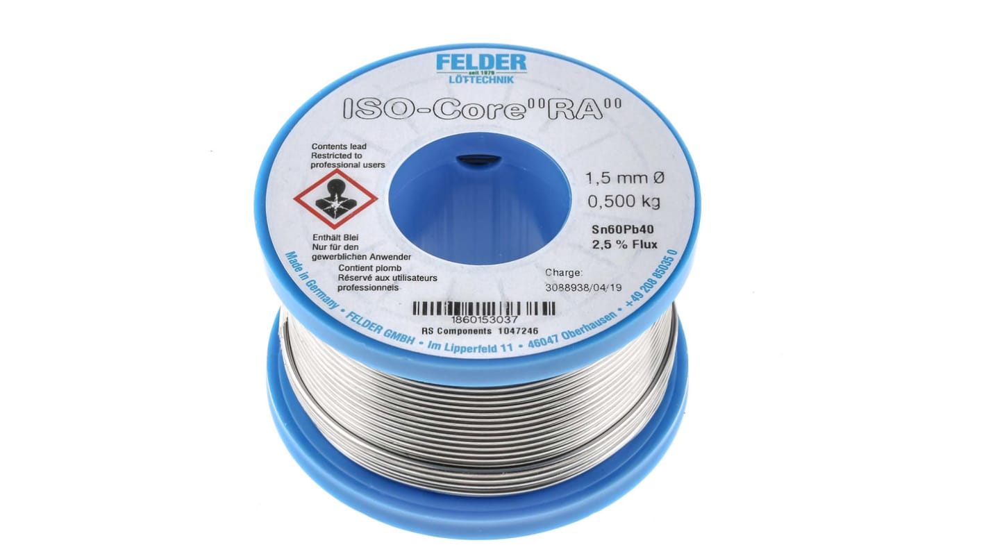 Felder Lottechnik Wire, 1.5mm Lead solder, 183°C Melting Point