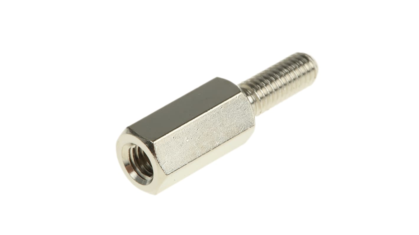 Essentra Standoff, M3 x M3 Thread, 10mm Body, Brass, Male/Female, 8mm Stud