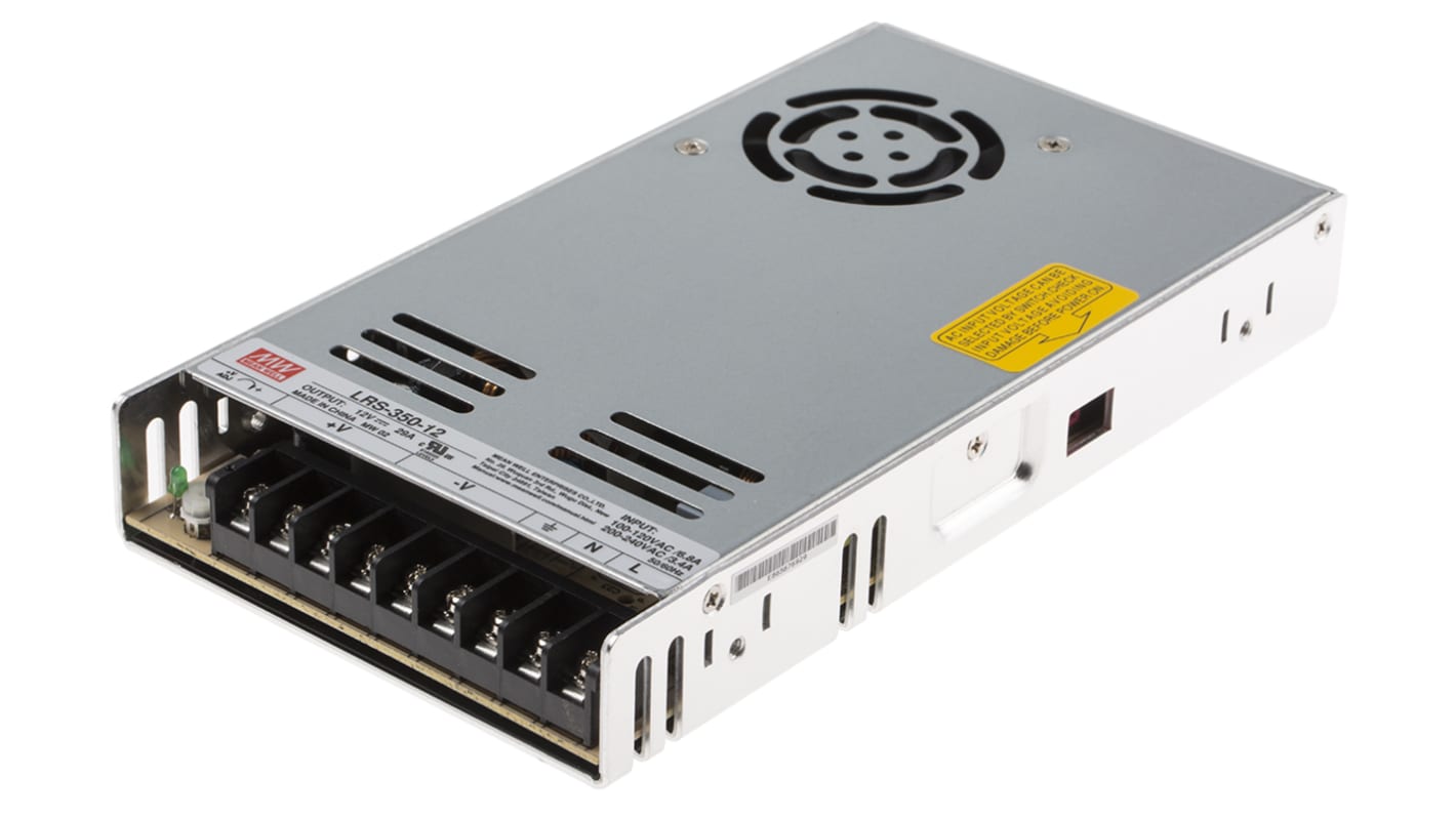 MEAN WELL Switching Power Supply, LRS-350-12RS, 12V dc, 29A, 348W, 1 Output, 180 → 264V ac Input Voltage