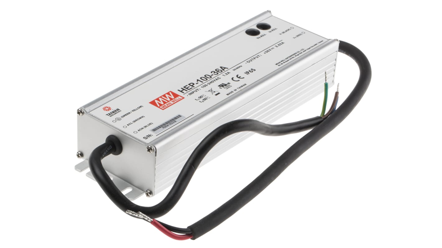 Alimentatore switching MEAN WELL HEP-100-36A, 95W, ingresso 127 → 431 V dc, 90 → 305 V ac, uscita 36V cc,