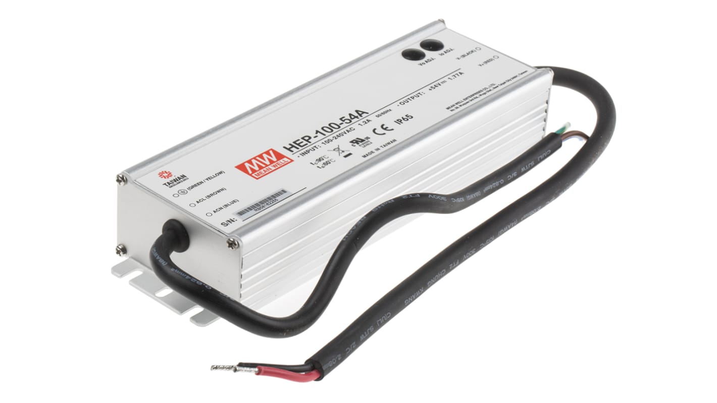 Alimentatore switching MEAN WELL HEP-100-54A, 95.5W, ingresso 127 → 431 V dc, 90 → 305 V ac, uscita 54V