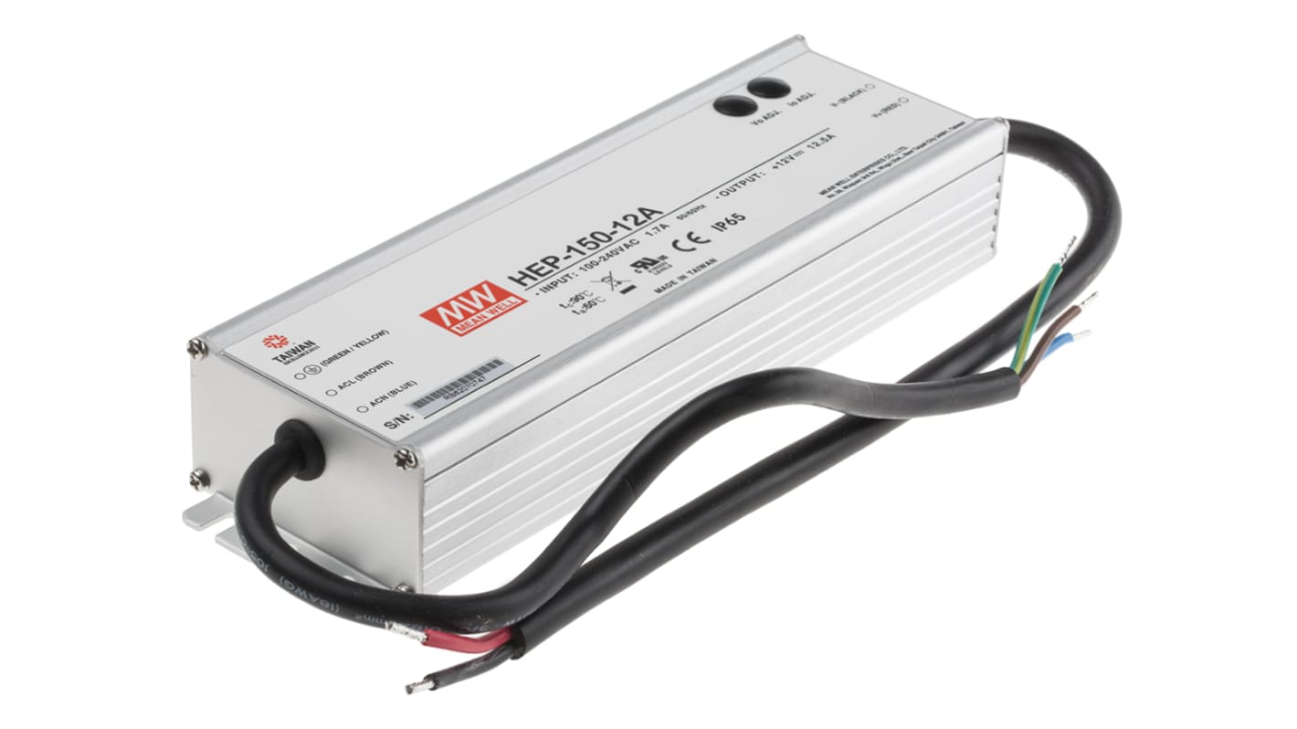 Alimentatore switching MEAN WELL HEP-150-12A, 150W, ingresso 127 → 431 V dc, 90 → 305 V ac, uscita 12V