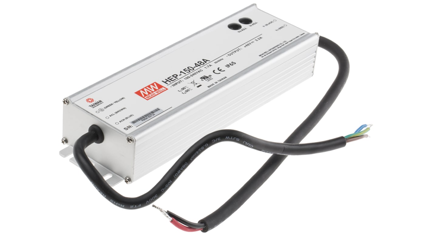 Alimentatore switching MEAN WELL HEP-150-48A, 153.6W, ingresso 127 → 431 V dc, 90 → 305 V ac, uscita 48V