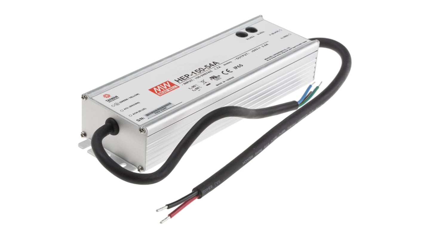 Alimentatore switching integrato MEAN WELL HEP-150-54A, 151W, ingresso 127 → 431 V dc, 90 → 305 V ac,