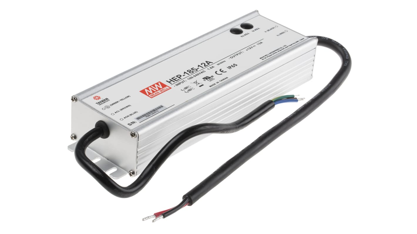 Alimentatore switching integrato MEAN WELL HEP-185-12A, 156W, ingresso 127 → 431 V dc, 90 → 305 V ac,