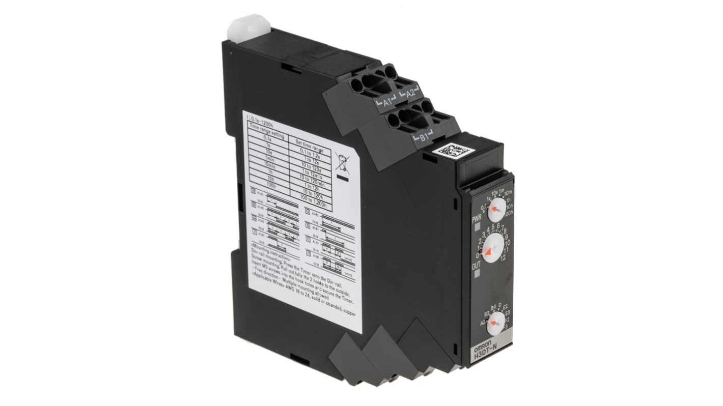 Omron H3DT Series DIN Rail Mount Timer Relay, 24 → 240V ac/dc, 2-Contact, 0.1 s → 100h, SPDT