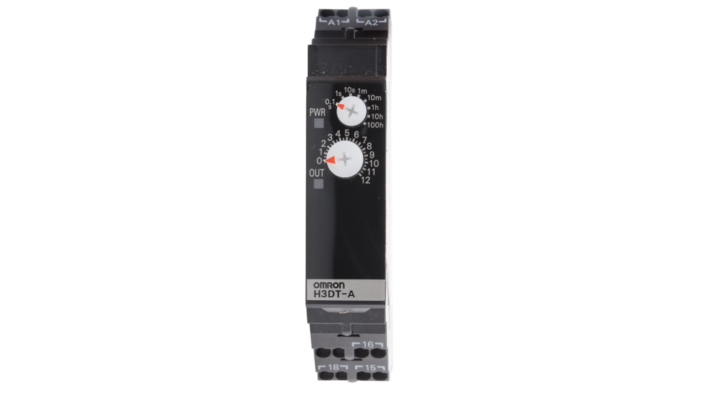H3DTA1 Omron H3DT Series DIN Rail Mount Timer Relay, 24 → 240V ac/dc