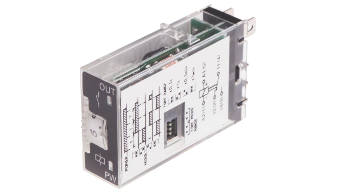 Omron H3RN Series Panel Mount Timer Relay, 12V dc, 2-Contact, 0.1 s → 10min, SPDT
