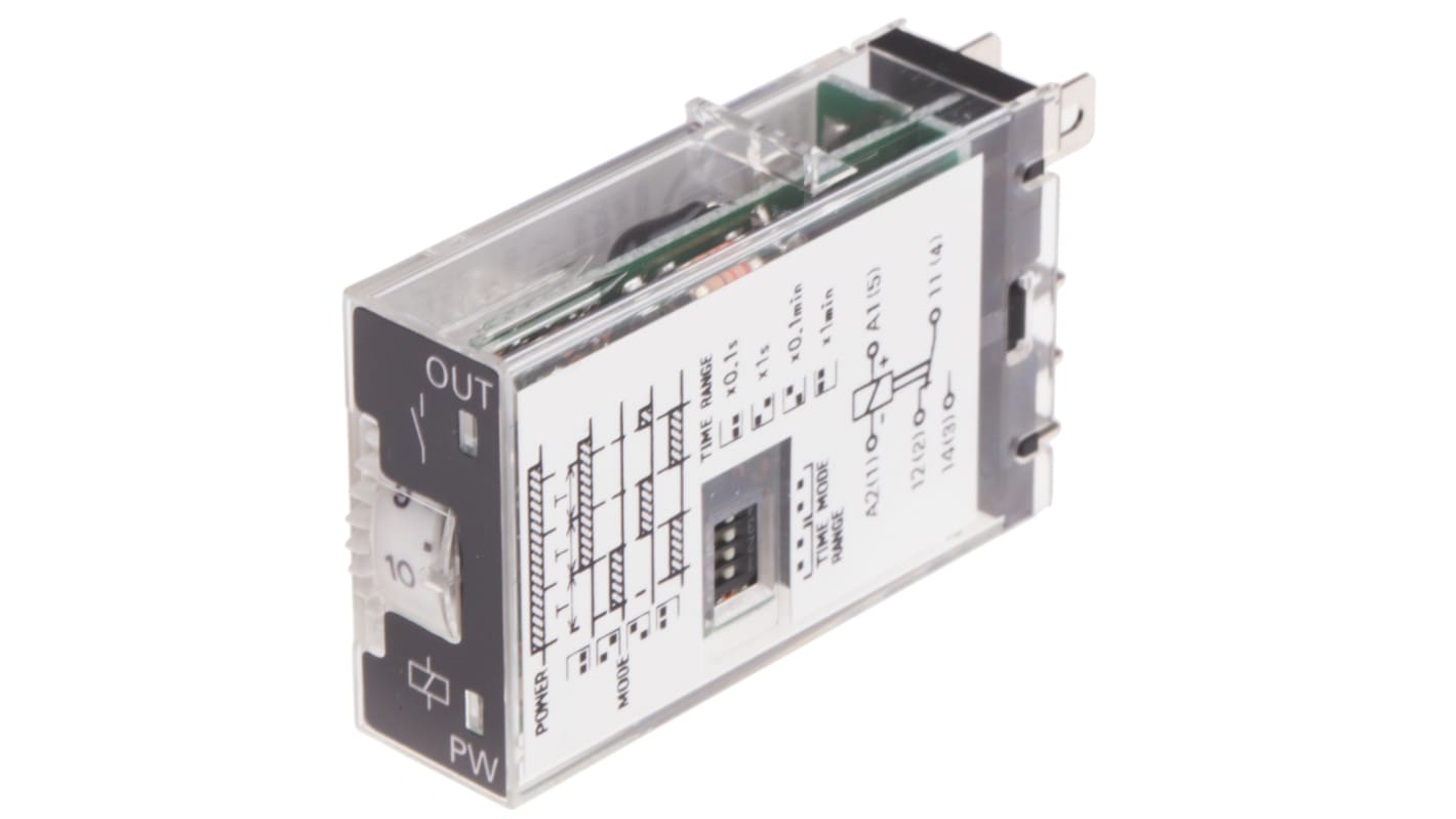 Temporizador multifunción Omron H3RN, 12V dc, 3A, 2 contactos, SPDT, tempo. 0.1 s → 10min