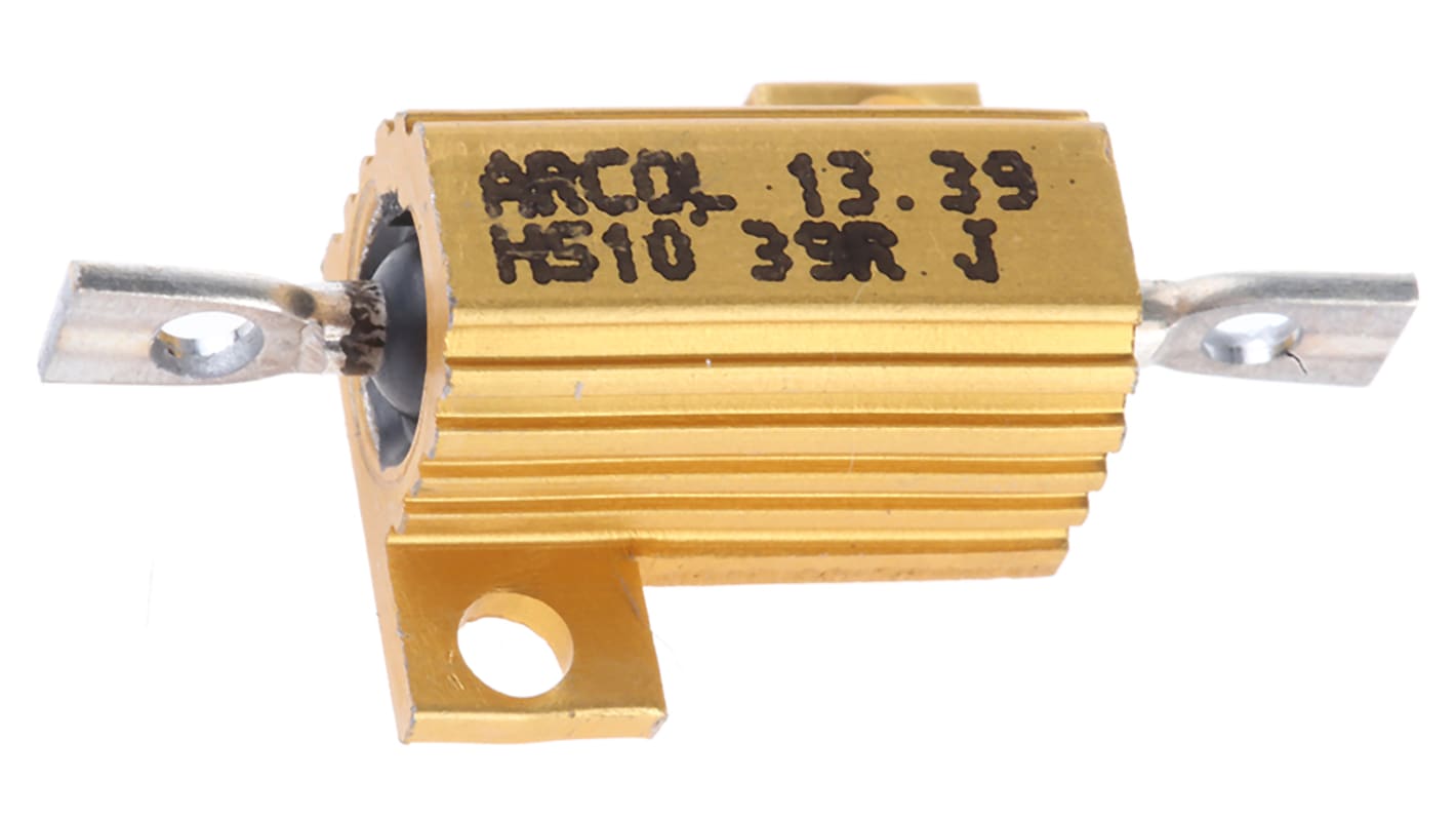 Arcol HS10 Wickel Lastwiderstand 39Ω ±5% / 10W, Alu Gehäuse Axialanschluss, -55°C → +200°C