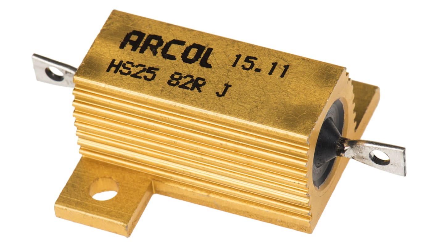 Resistencia de montaje en panel Arcol, 82Ω ±5% 25W, Con carcasa de aluminio, Axial, Bobinado