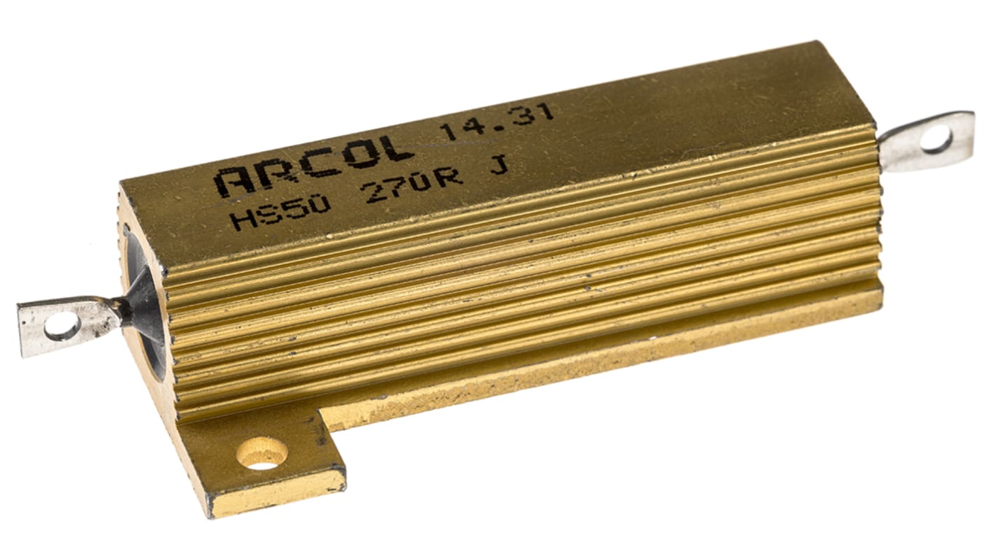 Arcol HS50 Wickel Lastwiderstand 270Ω ±5% / 50W, Alu Gehäuse Axialanschluss, -55°C → +200°C