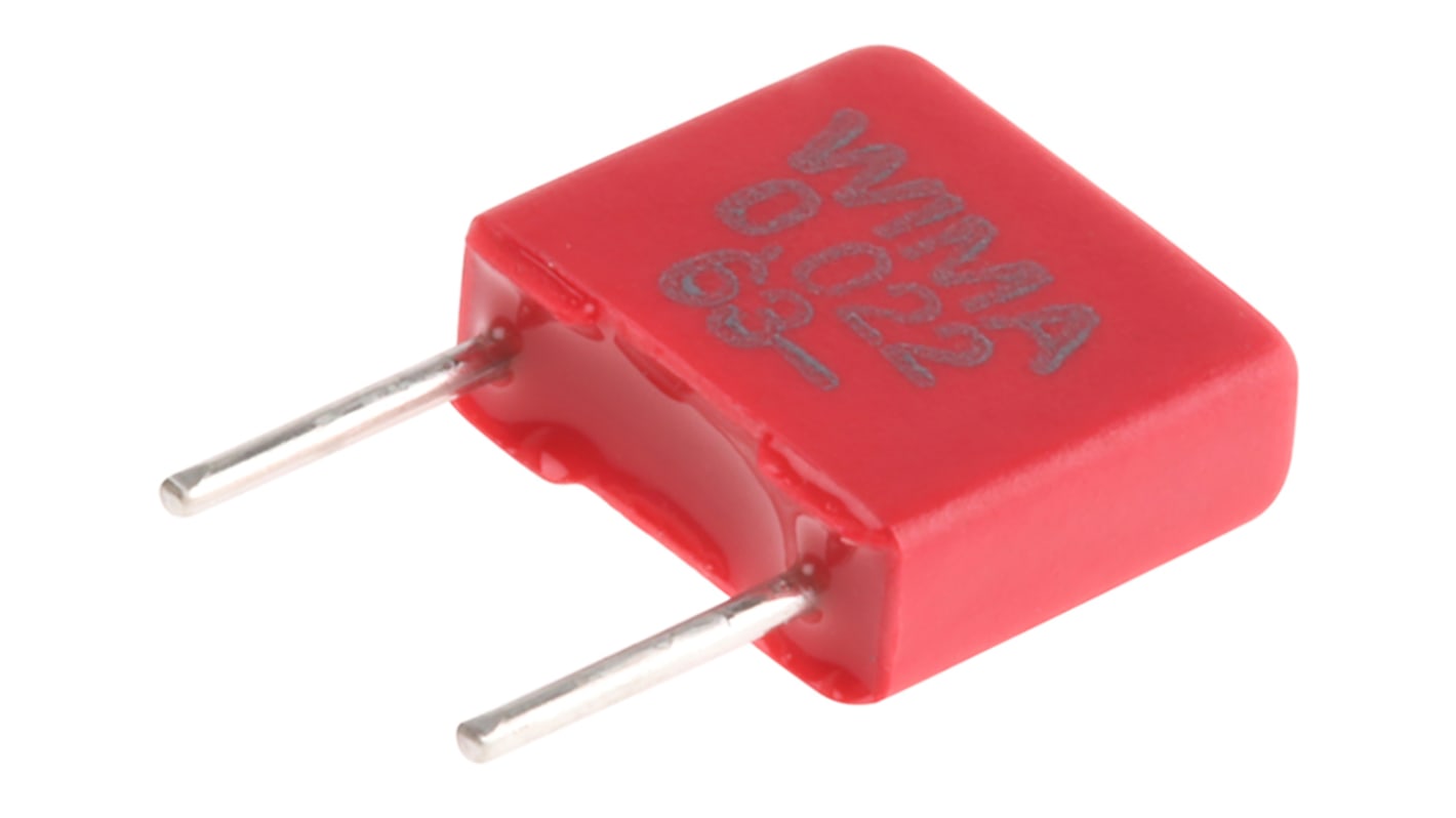 WIMA MKS2 Polyester Film Capacitor, 40 V ac, 63 V dc, ±10%, 22nF, Through Hole